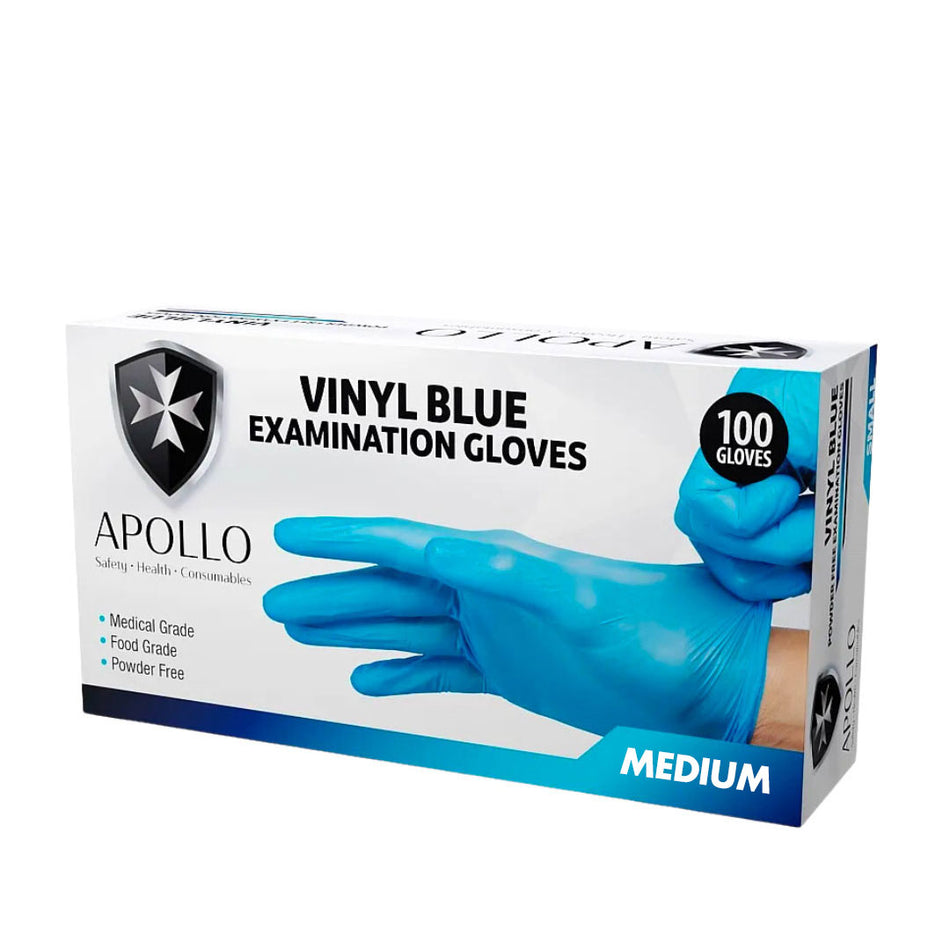 Vinyl Powder-Free Blue Medium Gloves