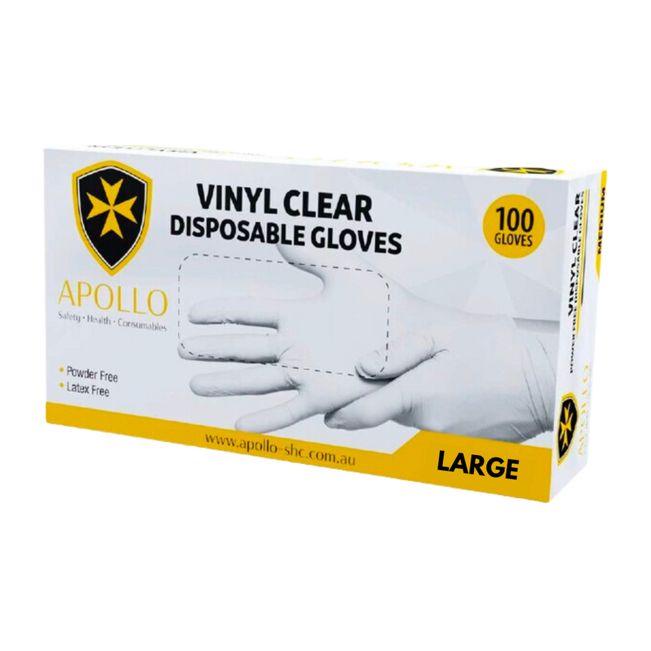 Vinyl Powder-Free Clear Large Gloves