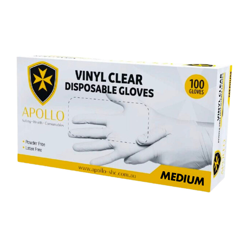 Vinyl Powder-Free Clear Medium Gloves