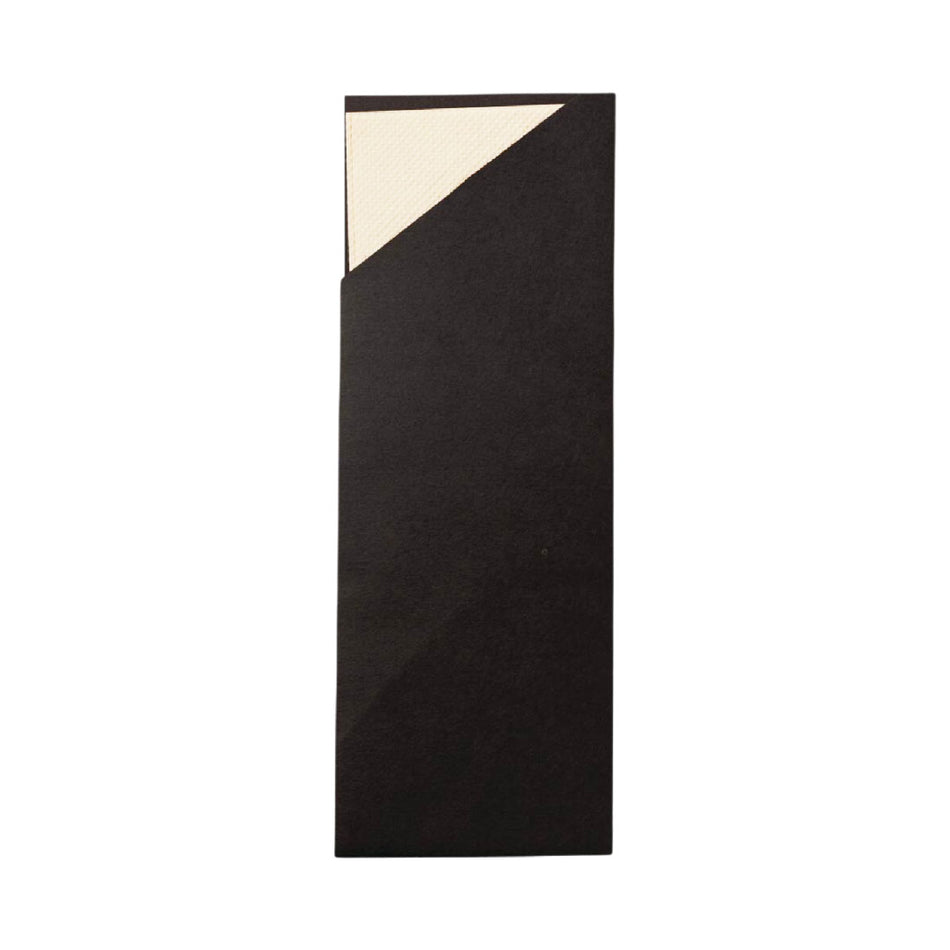 Black Cutlery Pouch with White Napkin