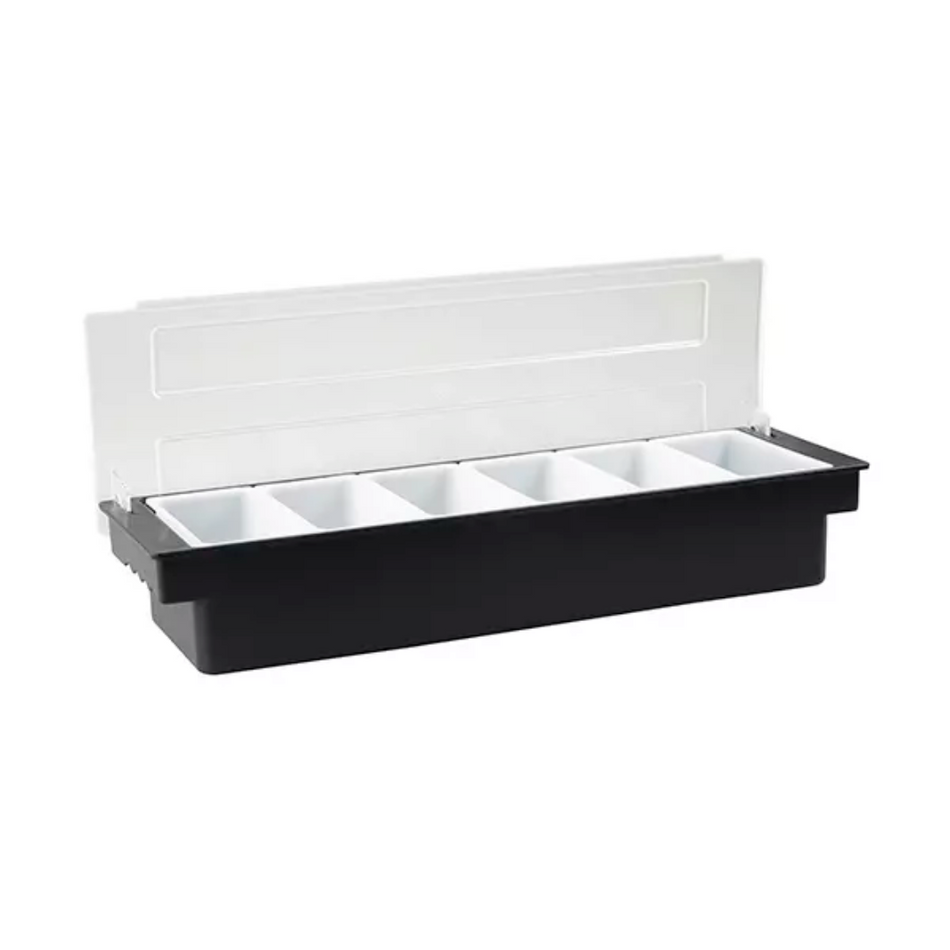 Black Condiment Bar Caddy 6-Compartment