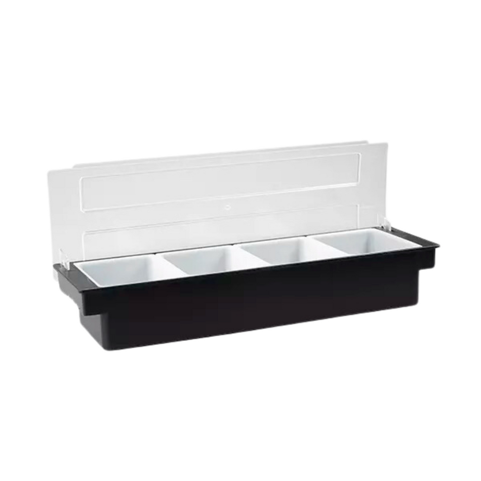 Black Condiment Bar Caddy 4-Compartment