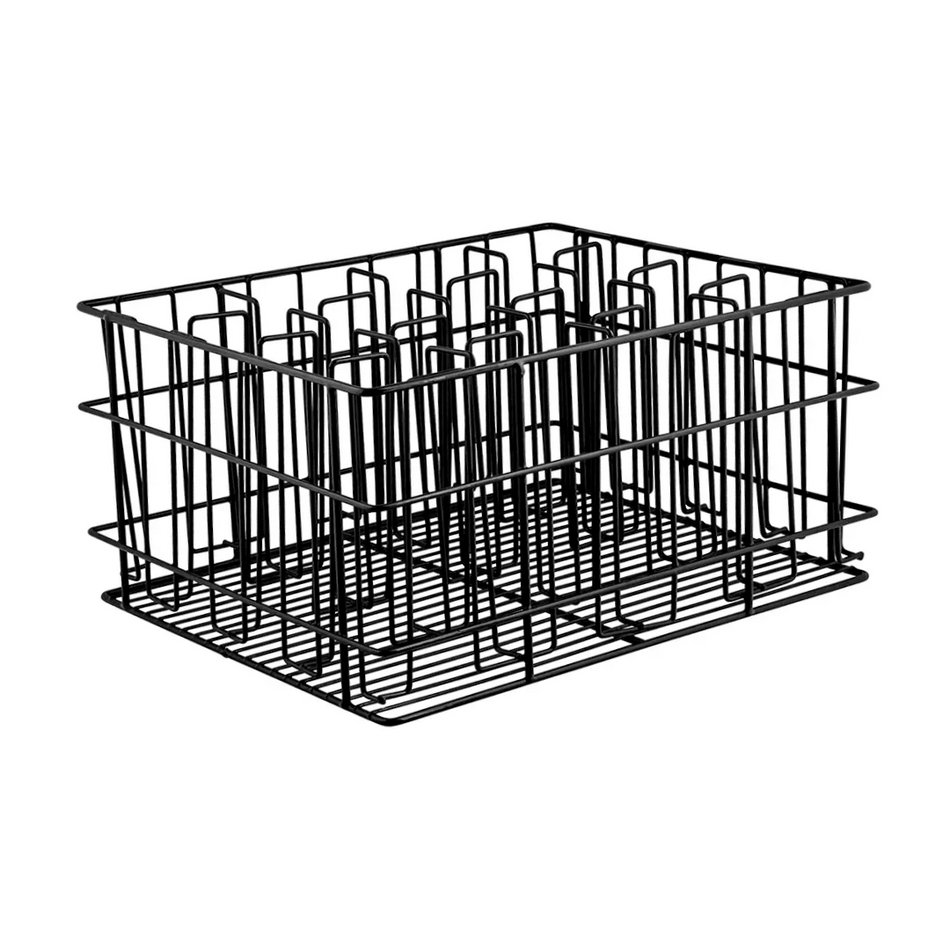 Black PVC 16-Compartment Glass Basket 430x355x215mm