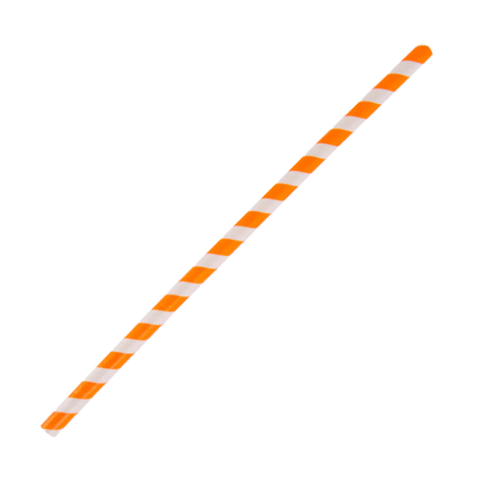 Jumbo Orange/White 235x8mm Paper Eco-Straws