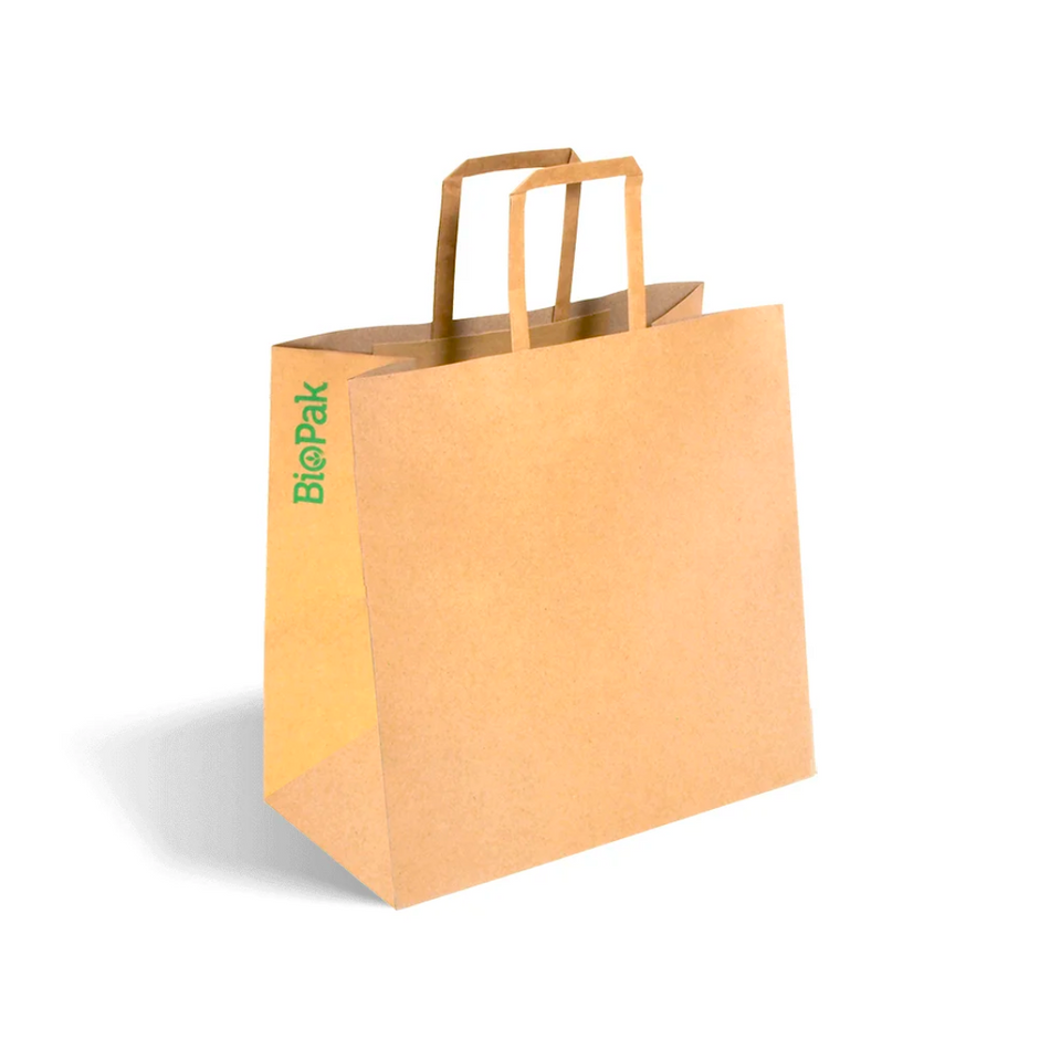 Kraft Flat Handle Medium Paper Bag 320x340x140mm