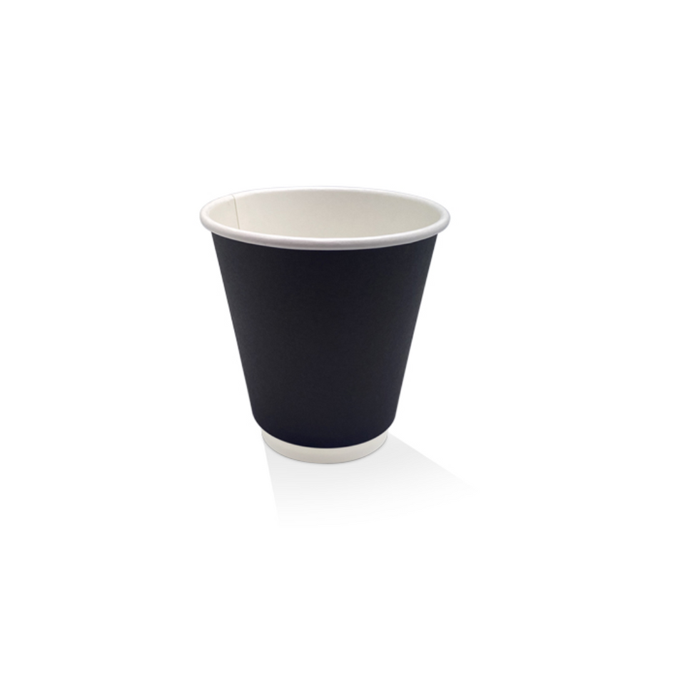 Black Double Wall PE Coated 8oz Cup Black