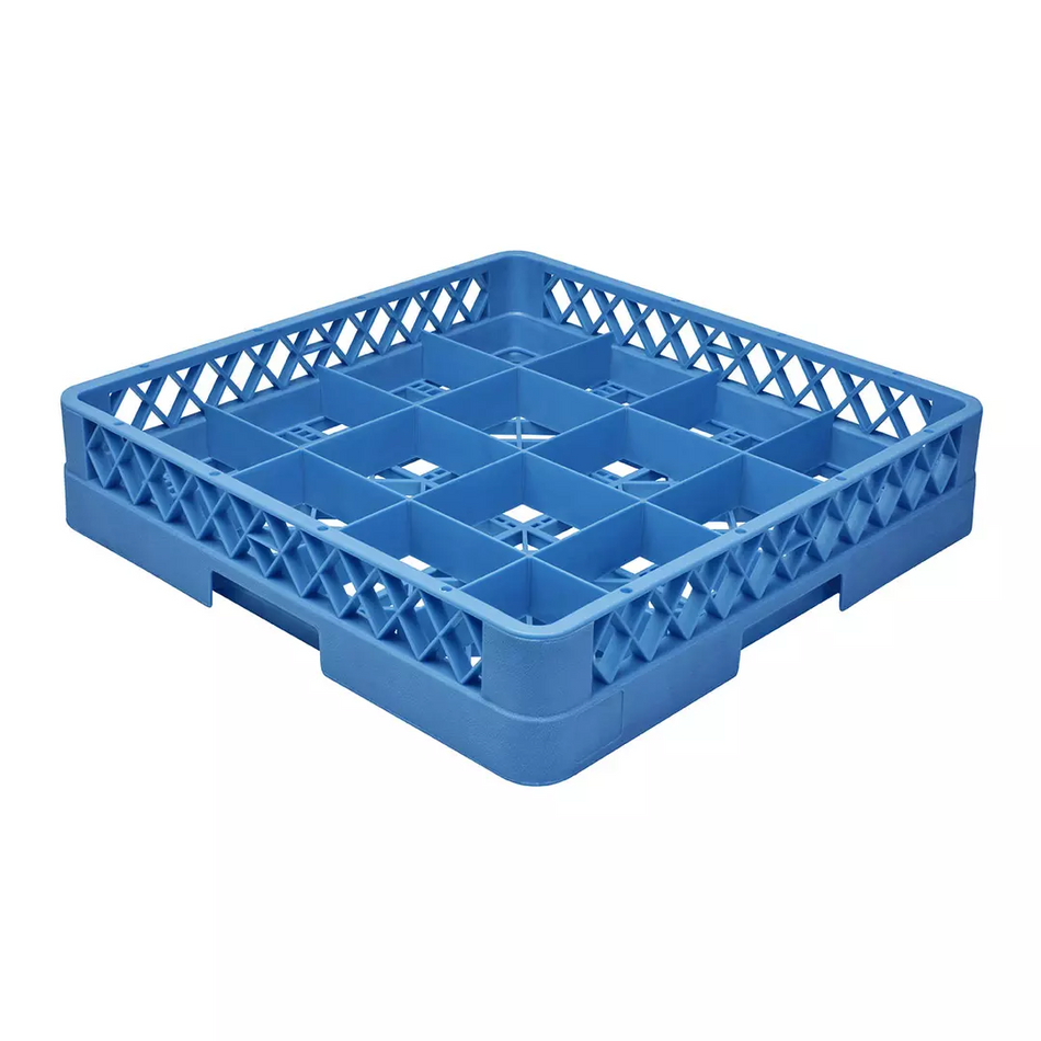 Blue 16 Compartment Glass Rack