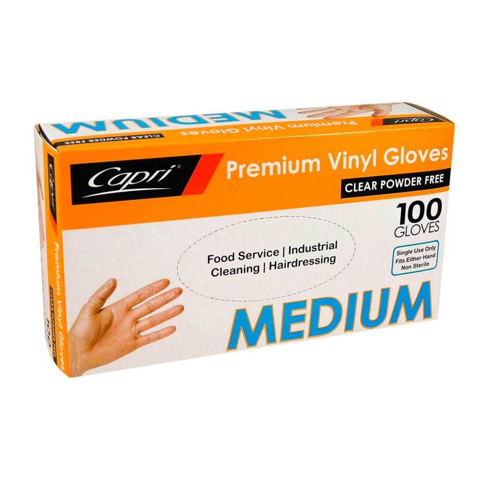 Vinyl Powder-Free Clear Medium Gloves