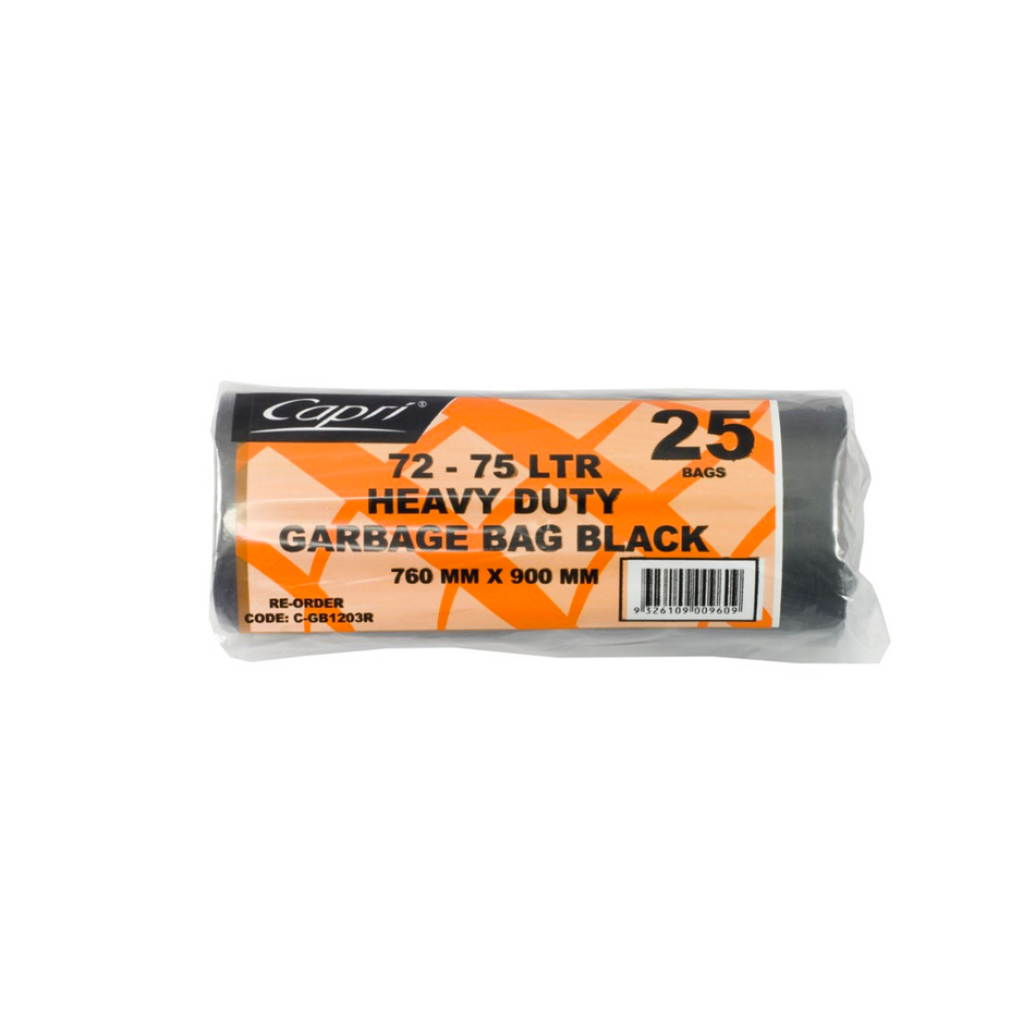 All Purpose Black 72-75L Garbage Bags On Roll