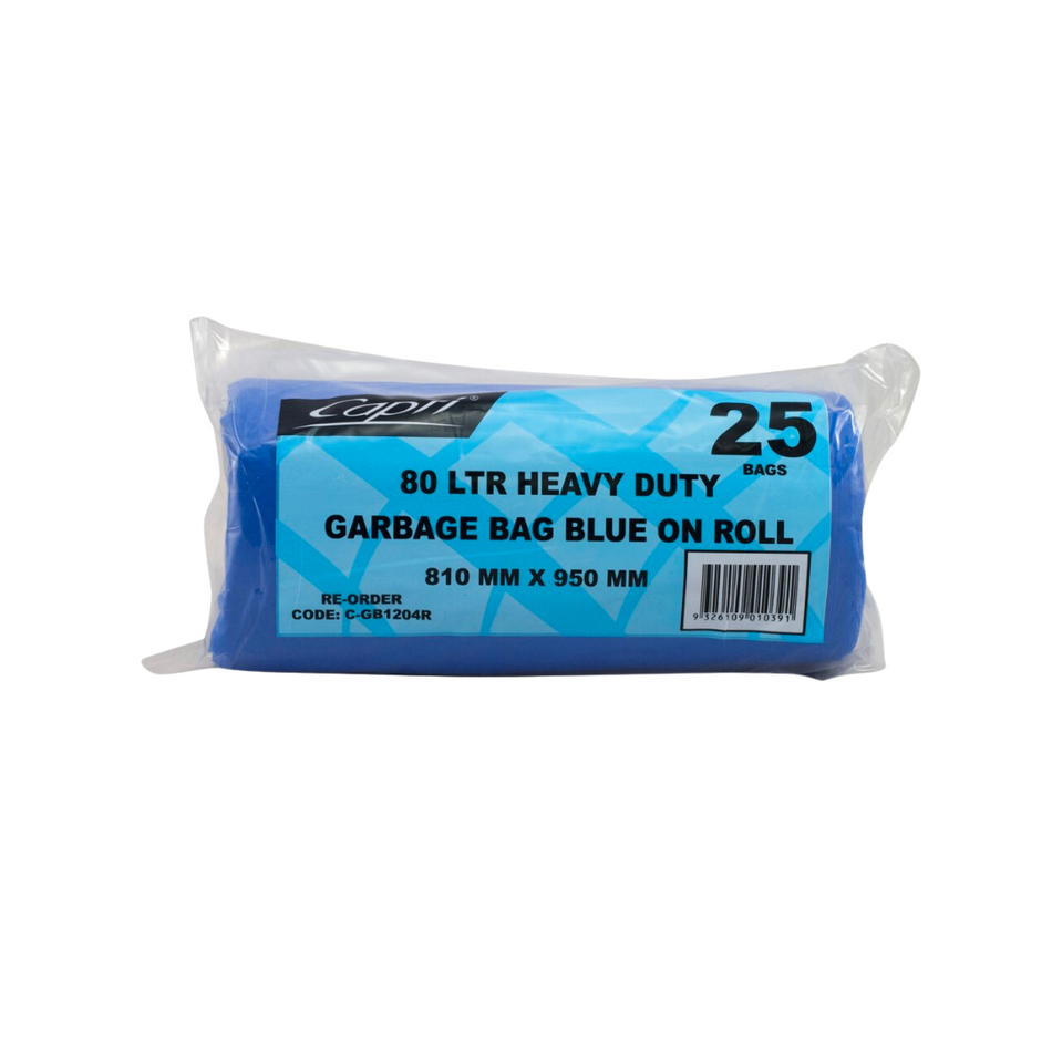 Heavy Duty Blue 75-80L Garbage Bags On Roll