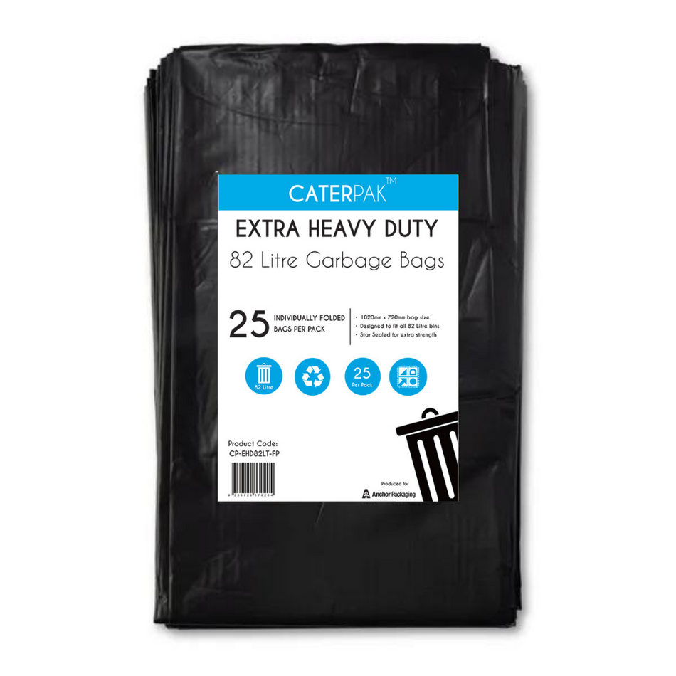 Extra Heavy Duty Black 82L Garbage Bags