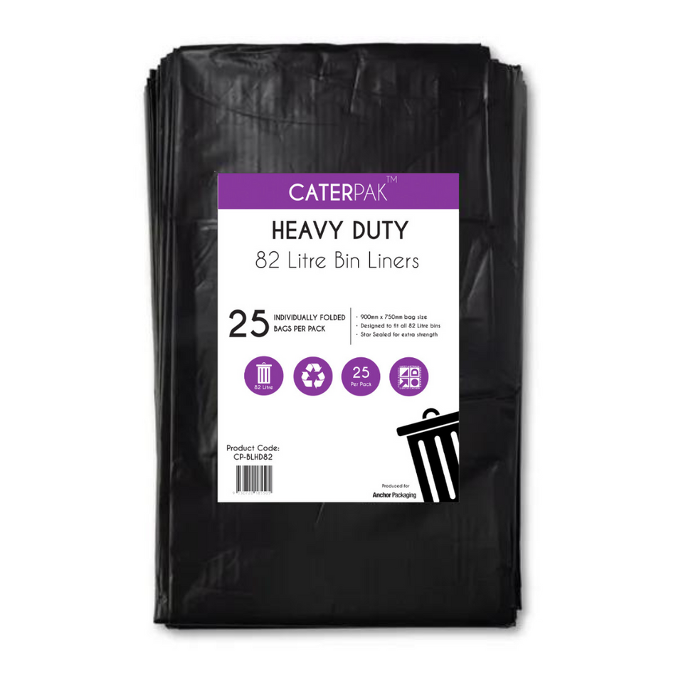 Heavy Duty Black 82L Garbage Bags