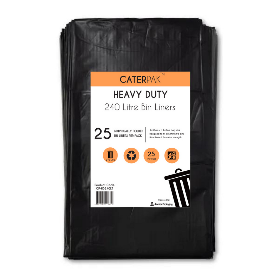 Heavy Duty Black 240L Bin Liners