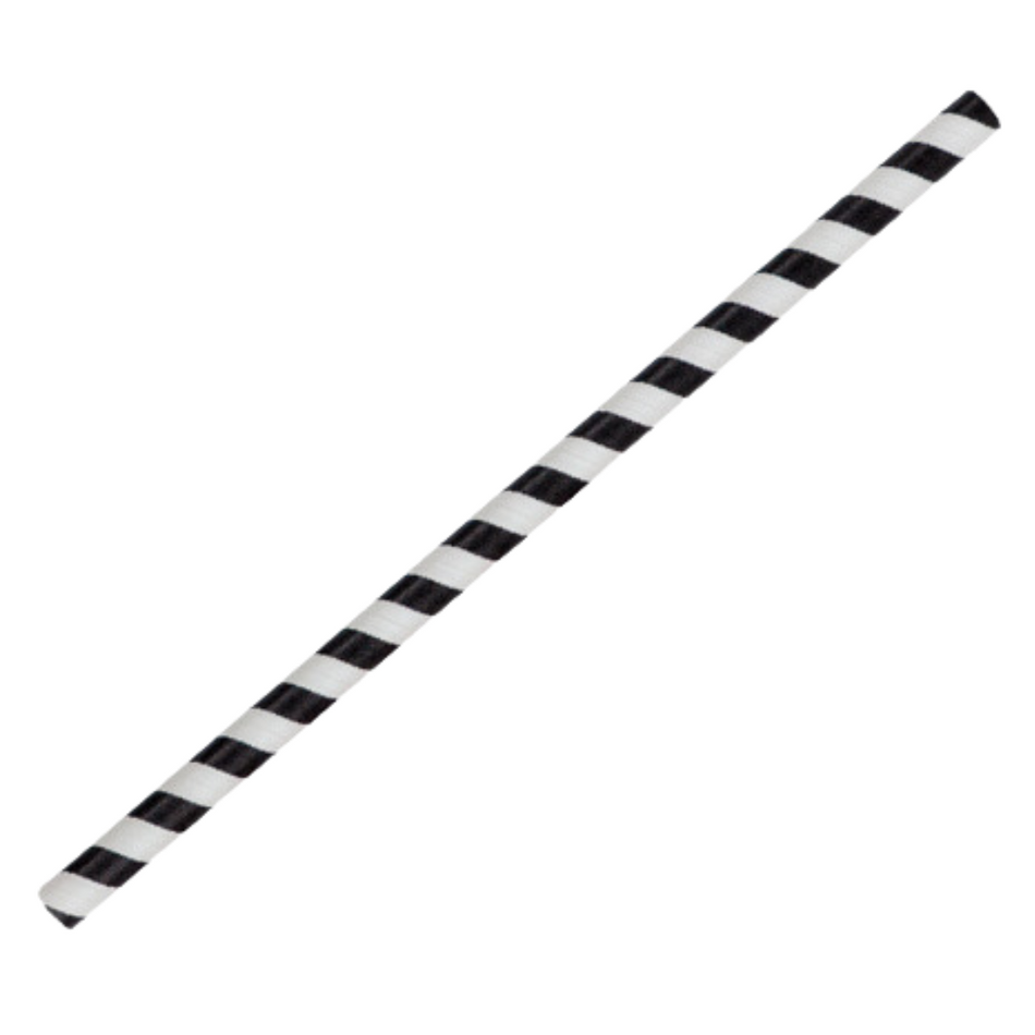 Jumbo Black Stripe 200x10mm Paper Straws