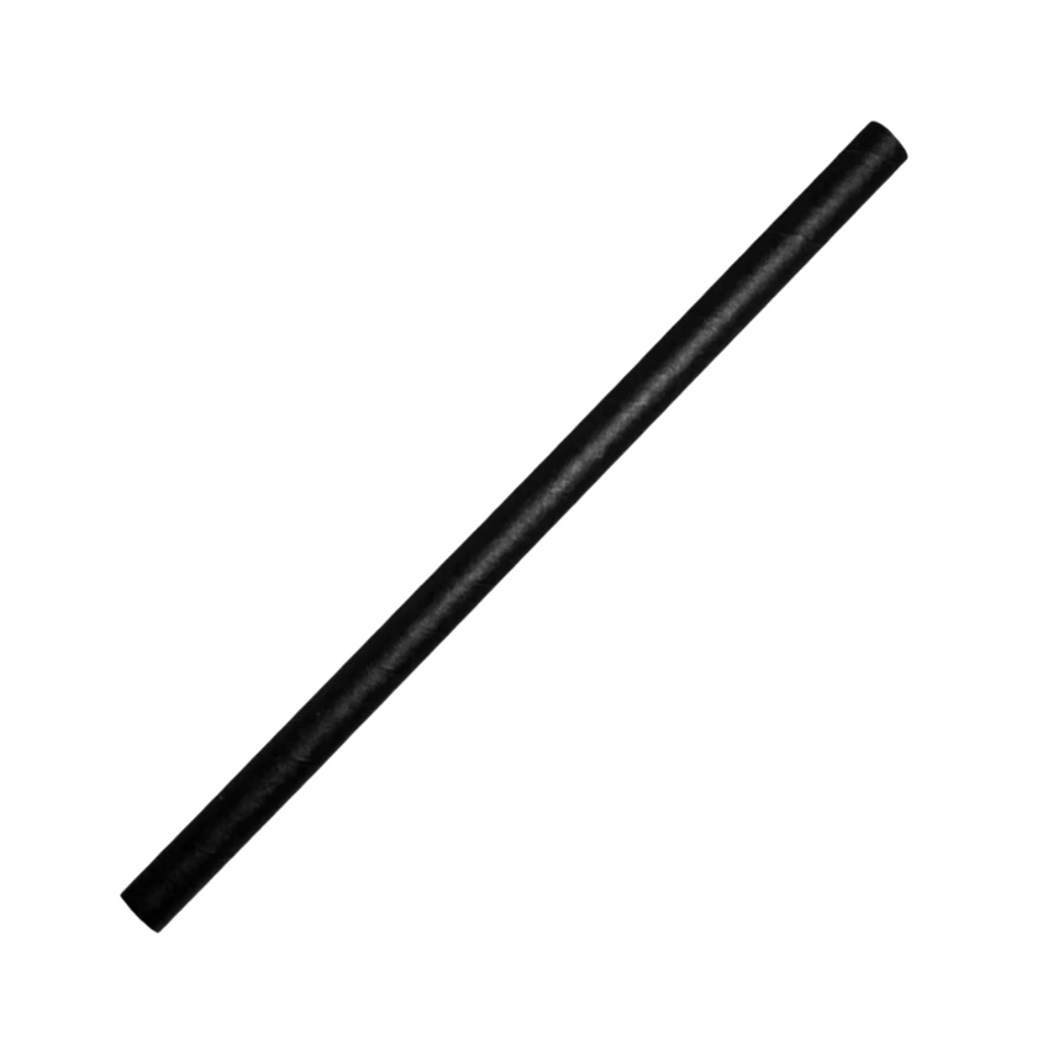 Jumbo Plain Black 250x10mm Paper Eco-Straws