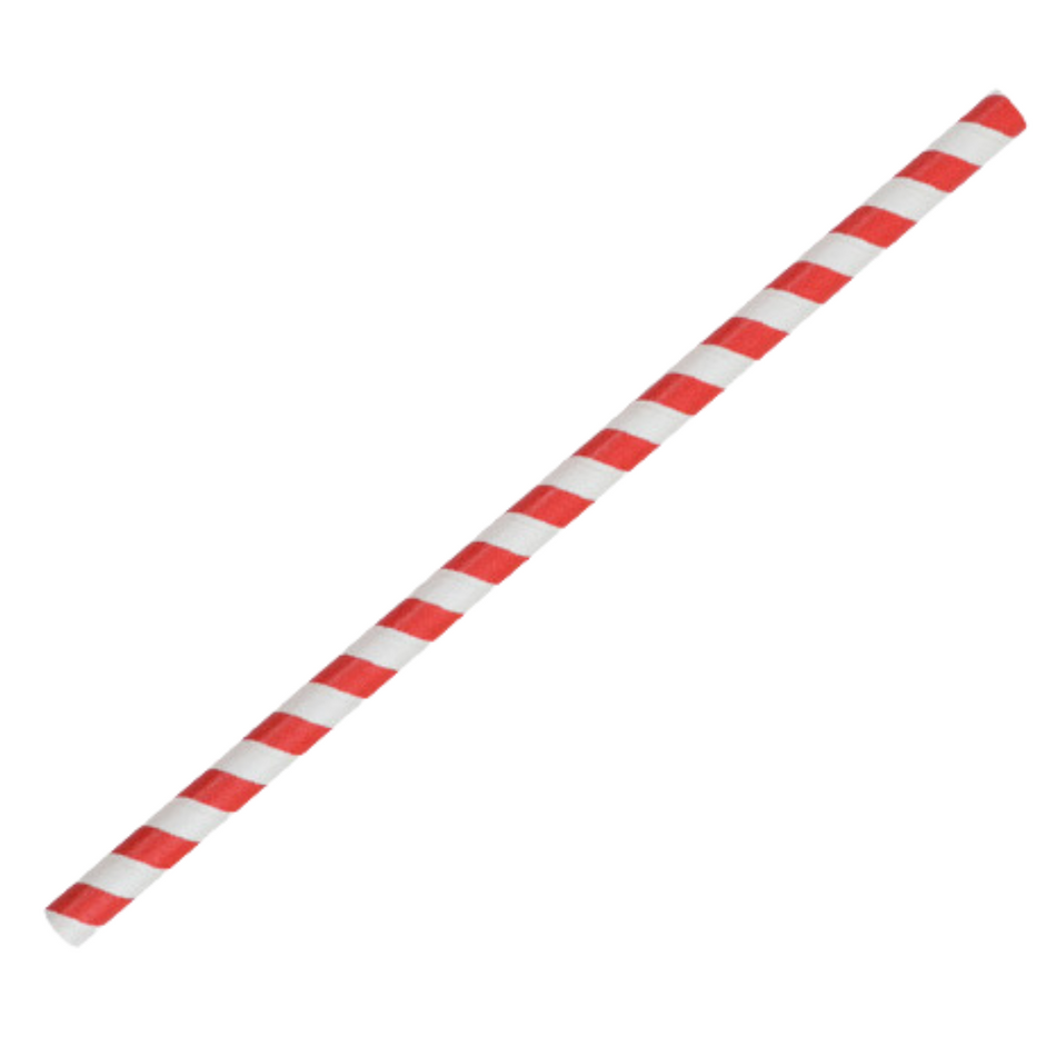 Jumbo Red Stripe 200x10mm Paper Straws