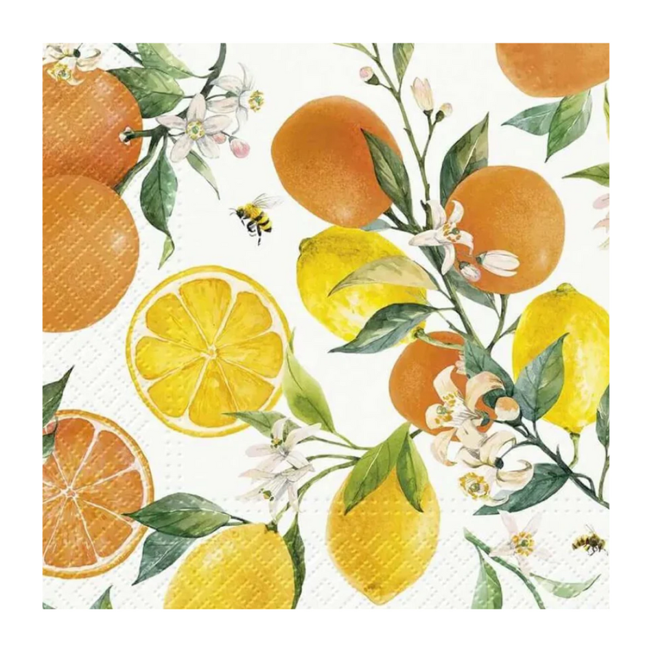 Citrus With Bees 33x33cm 3ply Napkin