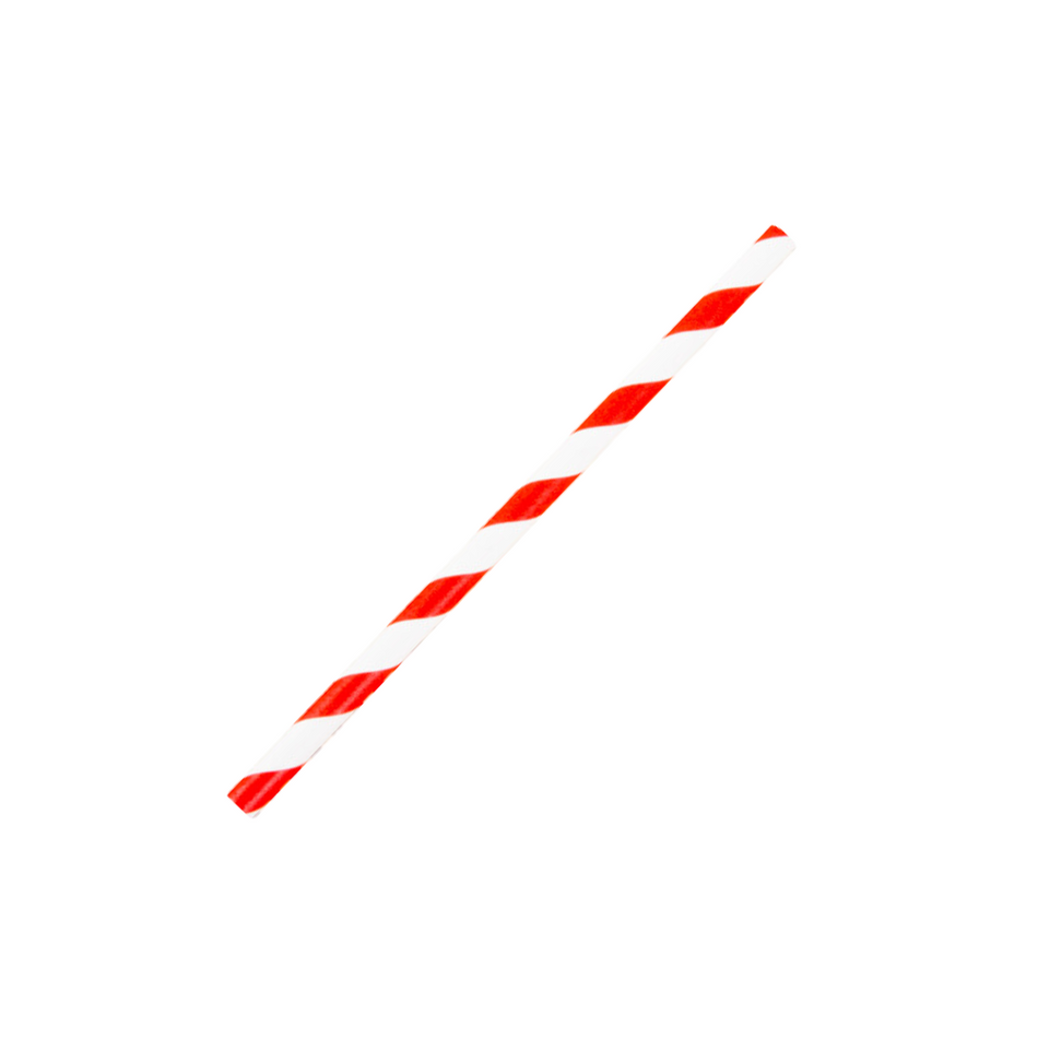 Cocktail Red/White 135x6mm Paper Straws