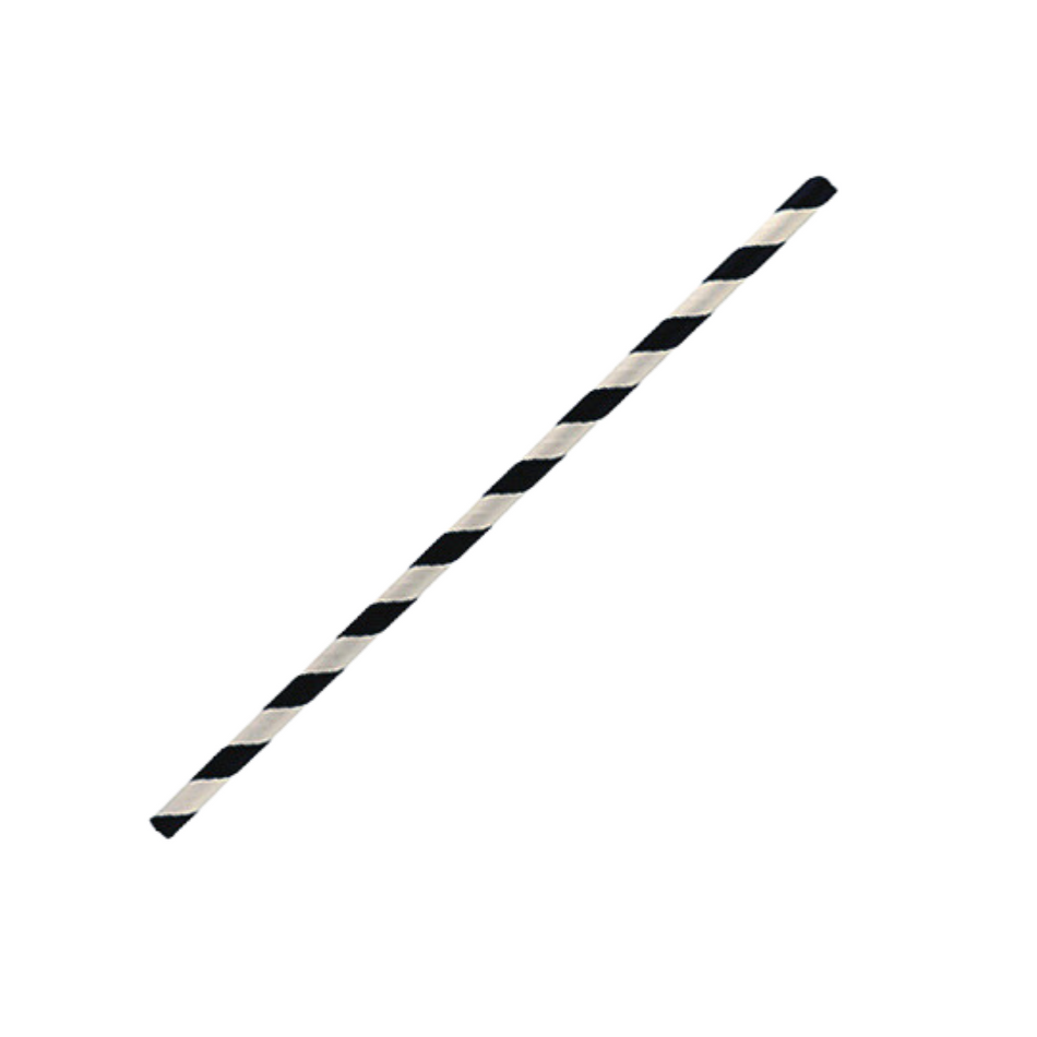 Regular Black Stripe 197x6mm Paper Straw