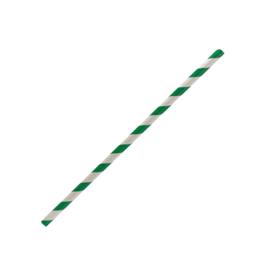 Regular Green Stripe 197x6mm Paper Straw