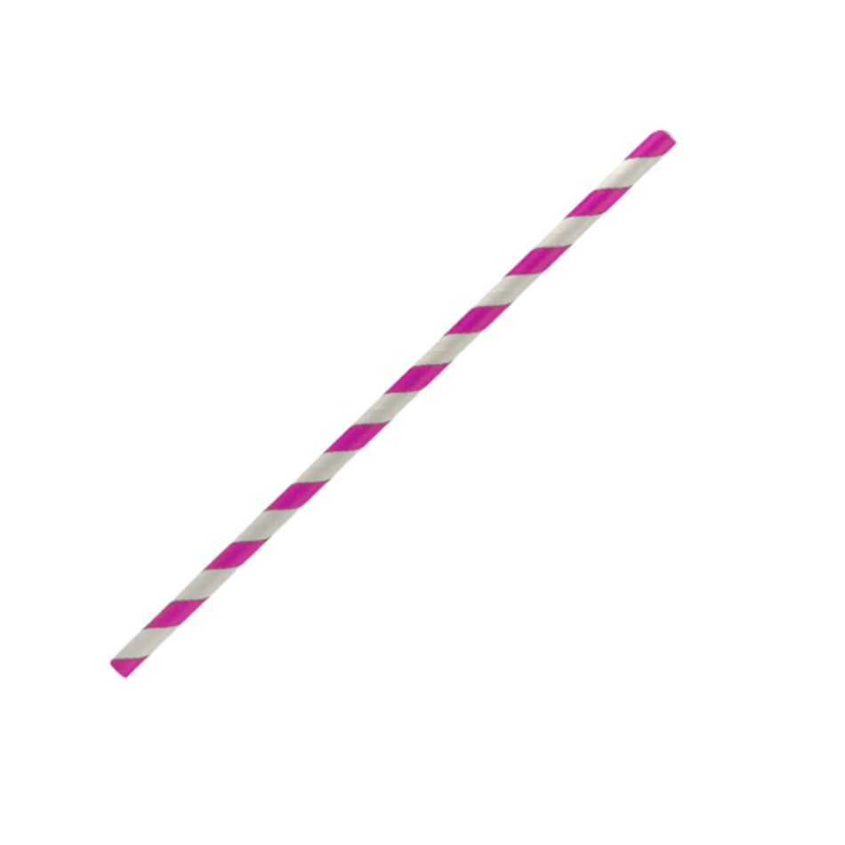 Regular Pink Stripe 197x6mm Paper Straw