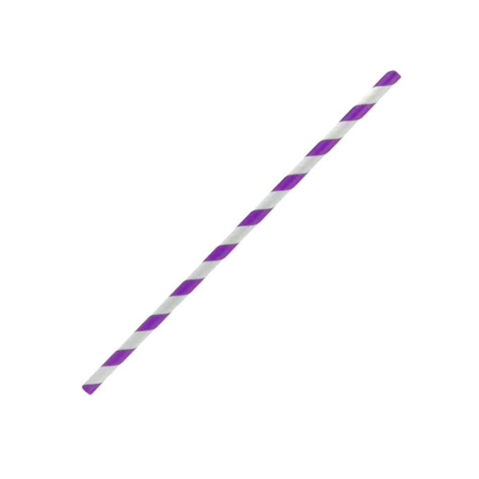 Regular Purple Stripe 197x6mm Paper Straw