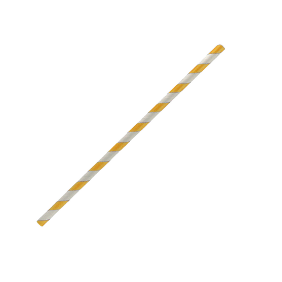 Regular Yellow Stripe 197x6mm Paper Straw