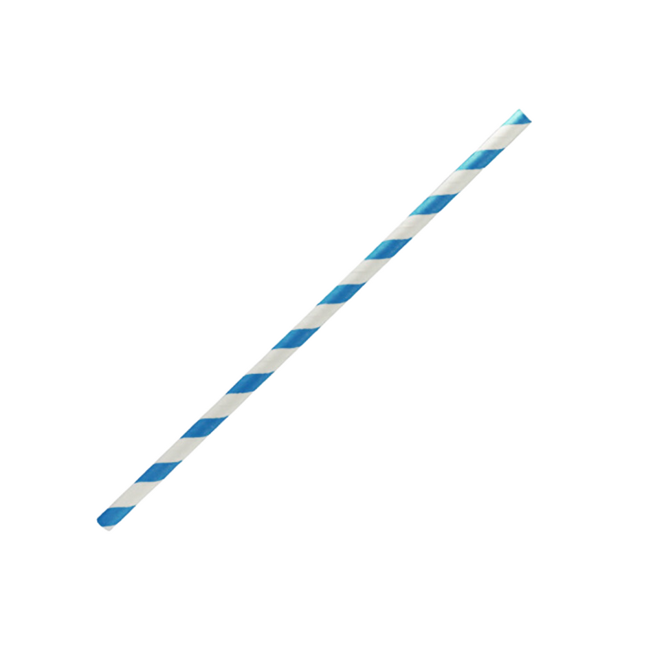 Regular Blue Stripe 197x6mm Paper Straw