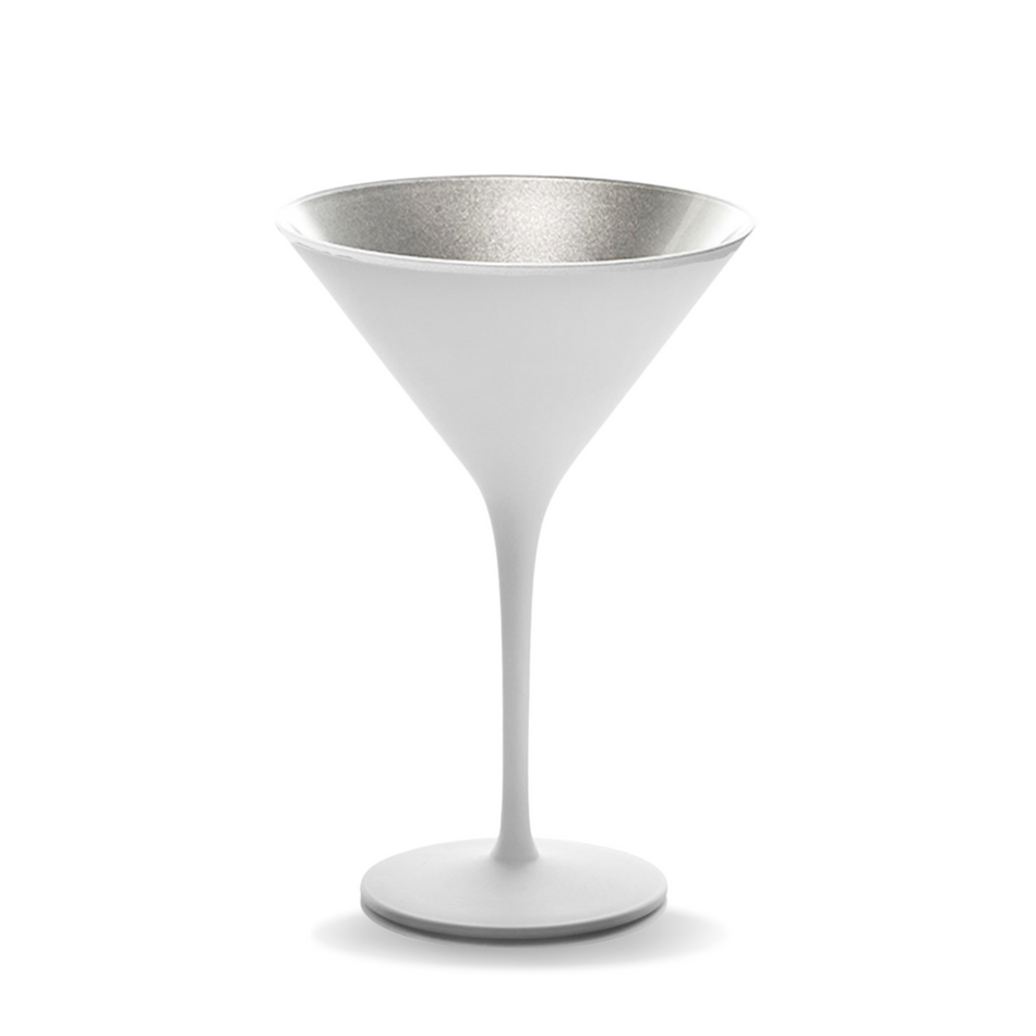 Olympic 240ml Martini White & Silver Glass