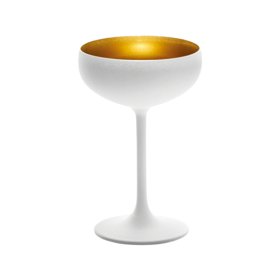 Olympic 230ml White & Gold Coupe Glass