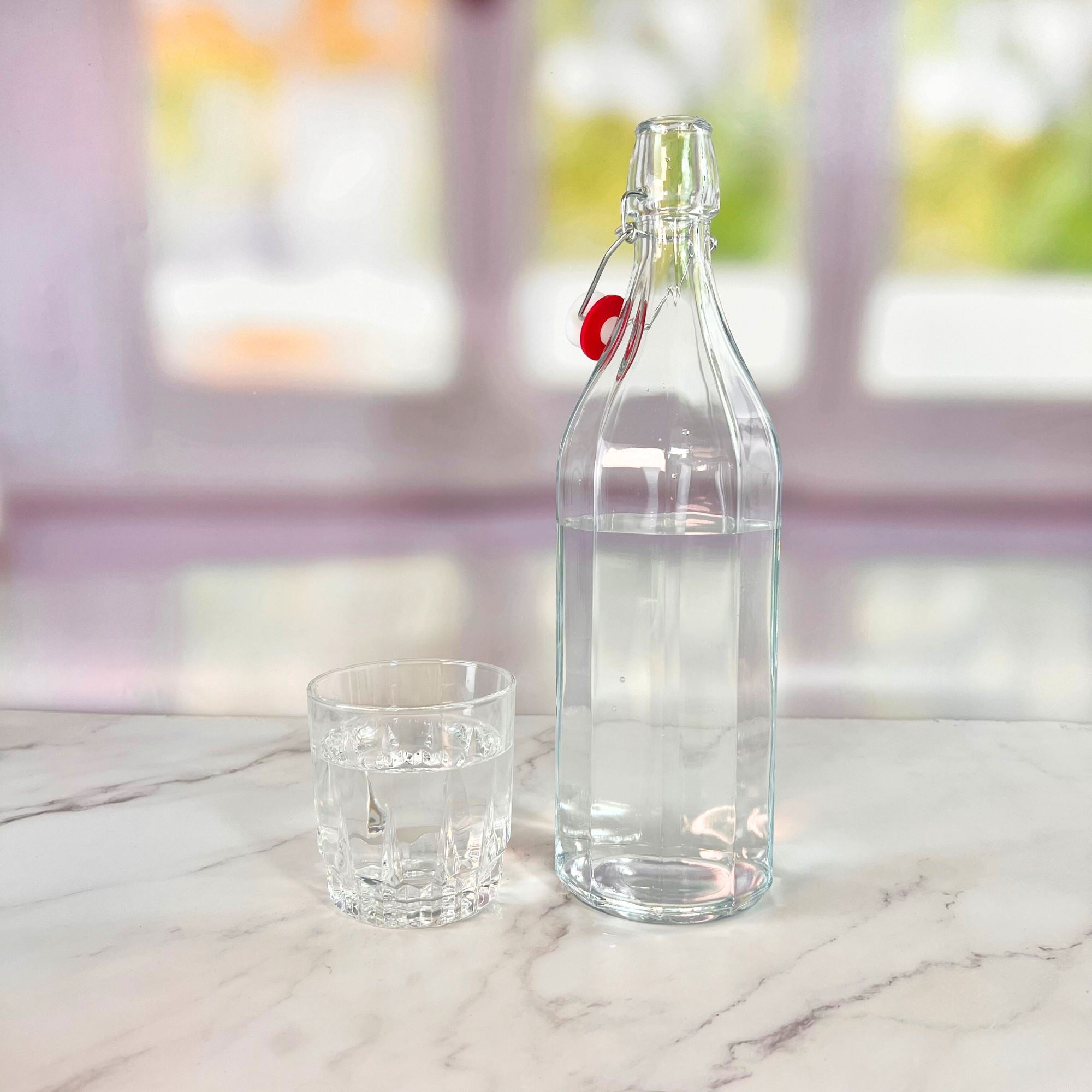 Round Glass Bottle with Lid - 1 Litre Drinkware D-STILL Drinkware 